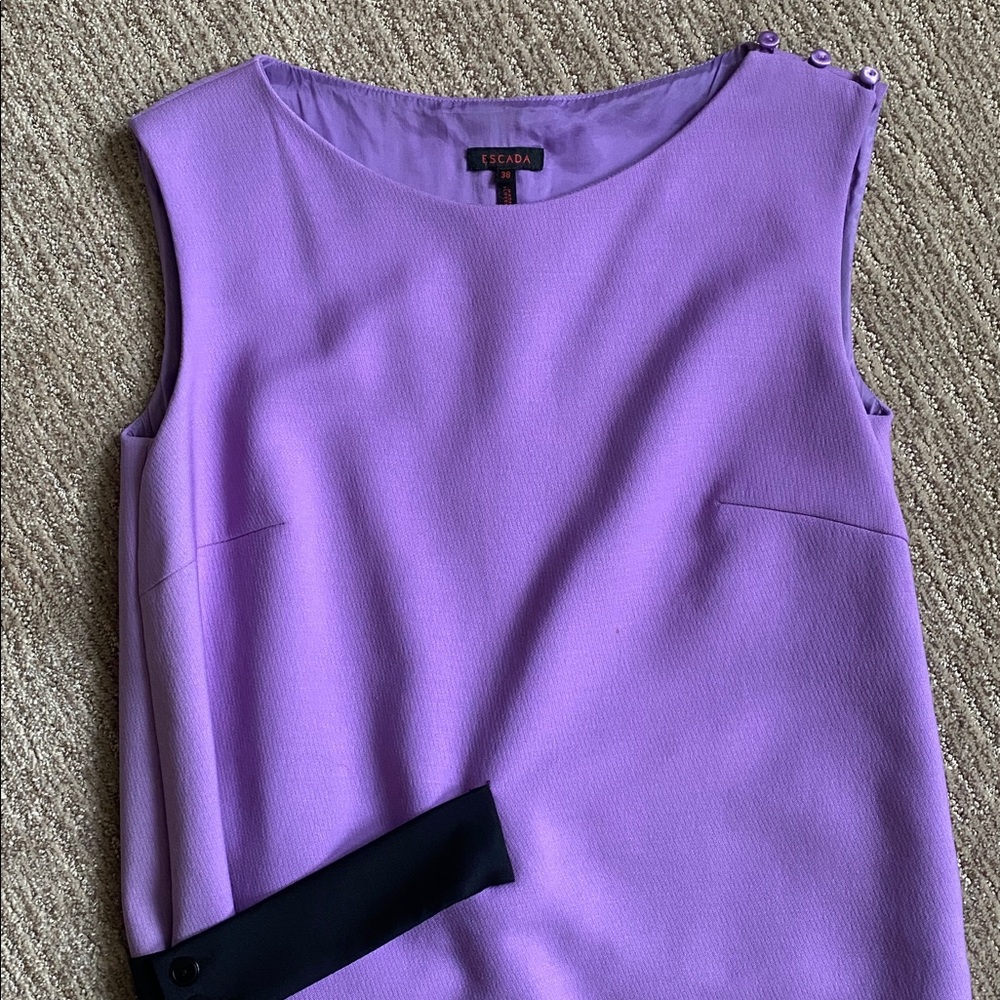 Escada Wool Lilac Purple and Black Sheath Dress - Picture 7 of 17